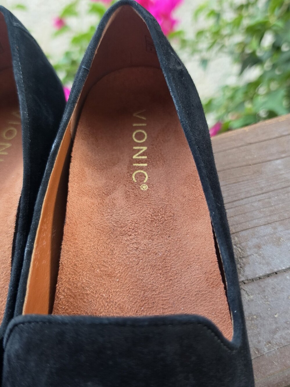 Vionic Black Suede Slip-On Flats - Picture 8 of 9